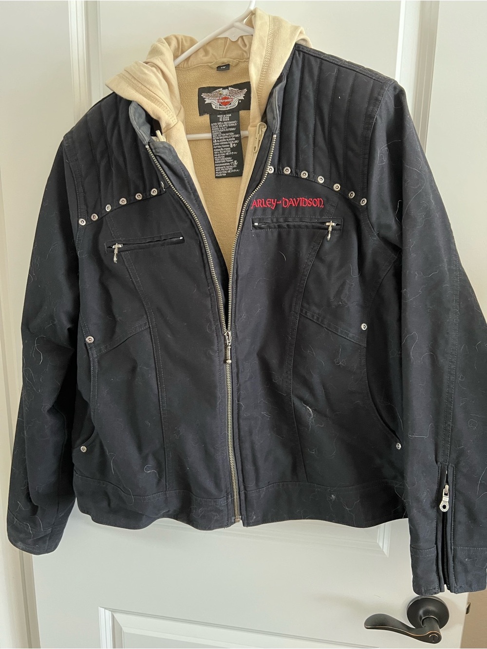 Harley-Davidson Black Hooded Jacket with Tan Liner